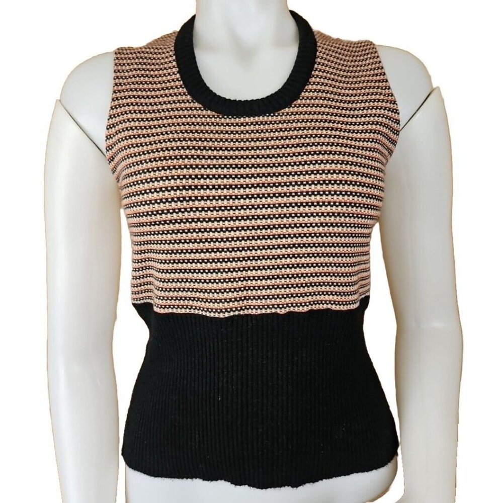 Vintage Elaine Post Sweater Vest Womens M 70s Acrylic Geometric Waistcoat Italy